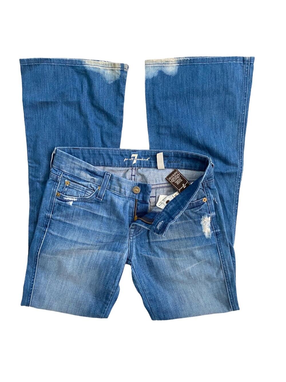 7FAMK Bootcut Jeans SZ 26P Lexie Low Rise Bleached Denim Distressed